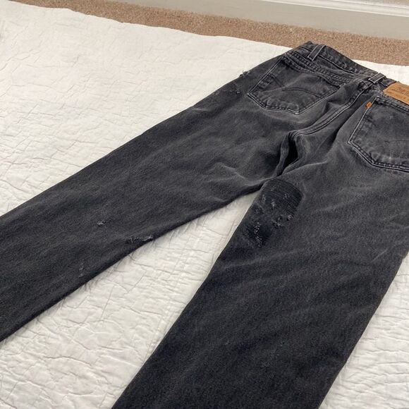 Vintage 505 Black Distressed Orange Tab Levi’s - Picture 4 of 9